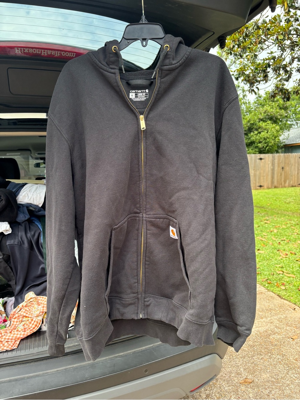 Carhartt Hoodie Sweatshirt Mens XL Black Full Zip Loose Fit Heavyweight Worker